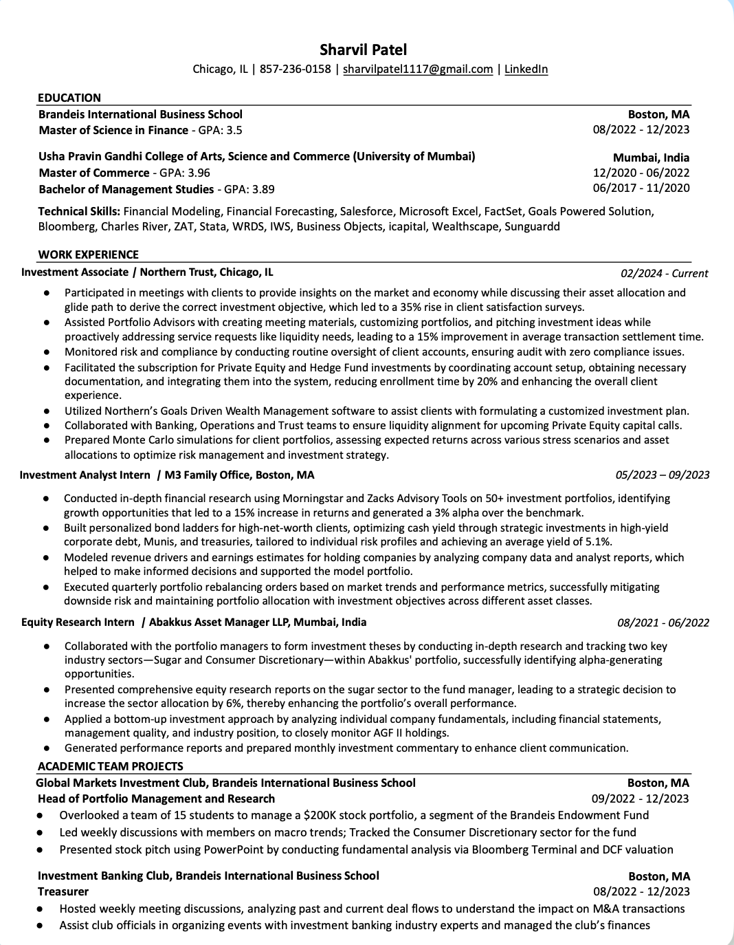 Sharvil Patel Resume Document